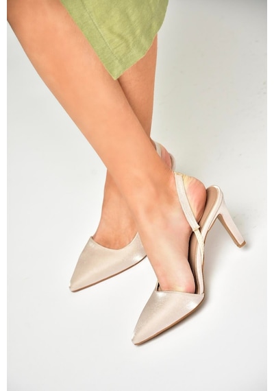 Fox Shoes U404589404 Ten Kumaş İnce Topuklu Kadın Ayakkabı Ten