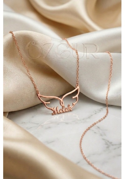 925 Ayar Gümüş Kanatlı İsimli Kolye Rose Gold