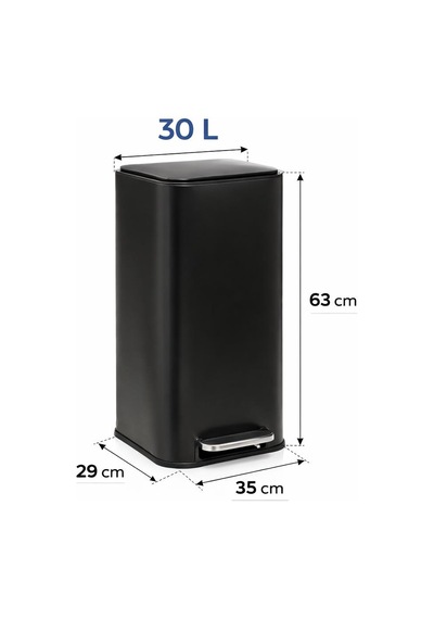 Omnipazar Genesit Gsc503b Kare Pedallı Paslanmaz Çelik Çöp Kovası 30 Litre Siyah Siyah