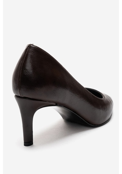 Luvishoes Velmıra Kahverengi Cilt Kadın Topuklu Ayakkabı Kahve Cilt
