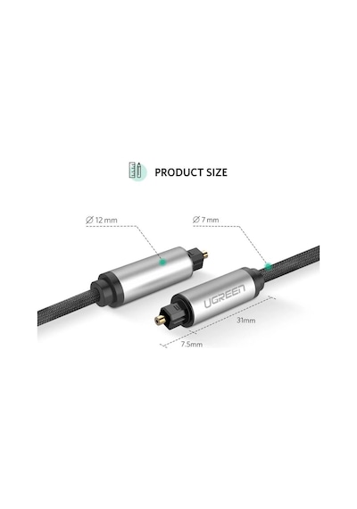 Ugreen 5.1 Dijital Toslink Optik Ses Kablosu 2M 10540
