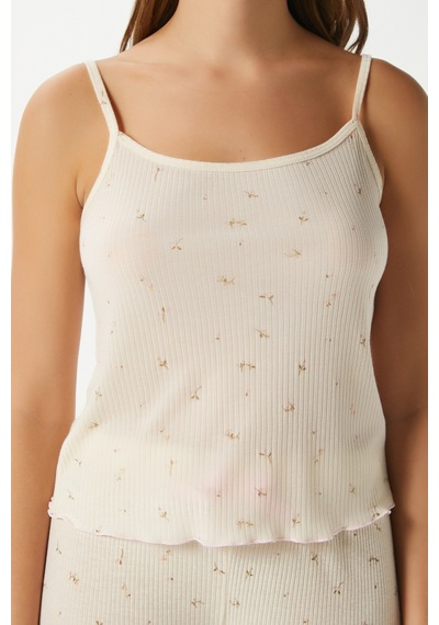 Ritnice Kadın June Askılı Tereyağ Sarısı Minik Çiçekli Alt Üst Pijama Takımı