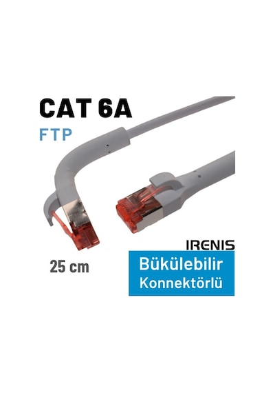 Irenıs 25 Cm Cat6a U/ftp 90 Bükülebilir Kablo, Beyaz