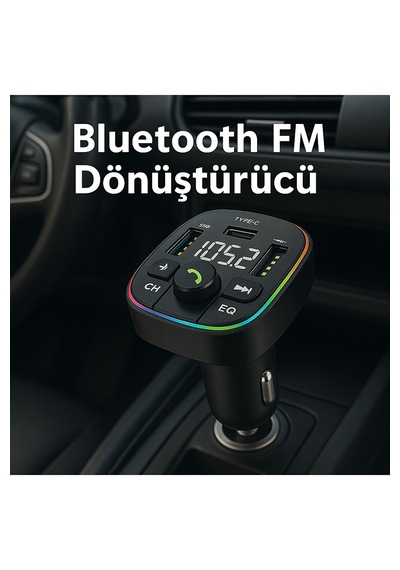 20w Şarj Özellikli Dijital Göstergeli Bluetooth Fm Transmitter
