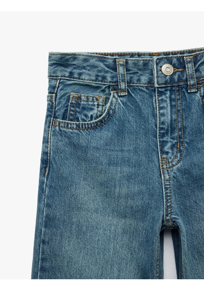 Koton Mom Fit İndigo Kız Çocuk Jean Pantolon 7wkg40036ad