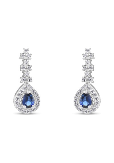 0.55 Karat Safir Pırlanta Küpe - Hrd Sertifikalı