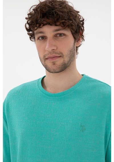 U.S. Polo Assn. Erkek Comfort Fit Bisiklet Yaka Mint Jakarlı İnterlok Tişört 50308448-VR090 U.S. Polo Assn. Erkek Comfort Fit Bisiklet Yaka Mint Jakarlı İnterlok Tişört 50308448-VR090