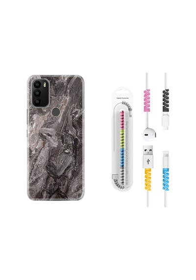 General Mobile Gm21 Plus Kılıf Kablo Koruyuculu Gri Mermer 1376