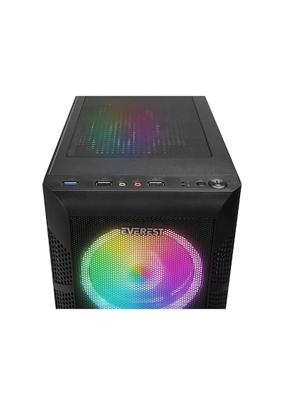 Everest Crest-v1, Mesh, Psu Yok, 4x12cm Rgb Fan, Temperli Cam Yan Panel, Atx, Gamıng Kasa