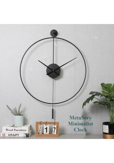 MetaQuartz Aksesuar (Büyük Boy-50*75 cm)Siyah Tiktok - Siyah 35 Cm Akrep Yelkovan , Modern Siyah