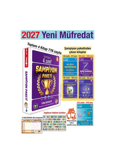 4. Sınıf 2027 Şampiyon Paketi 0'dan 4'e Konu Anlatımlı Soru Bankası Seti