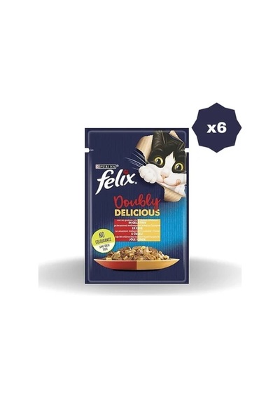 Felix Kedi Yaş Mama Çifte Lezzet Sığır Tavuklu 85 Gr - 6 Adet