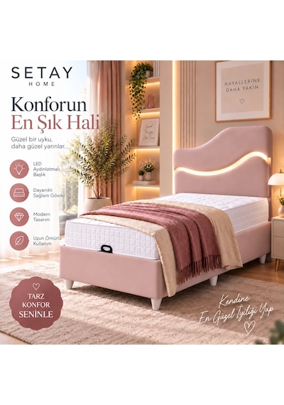 İkili Baza Seti, Merry Ledli Tek Kişilik Baza Başlık Seti 90 x 190