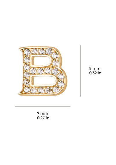 14 Ayar Altın Taşlı B Harf Küpe 0,65 Gr-6007