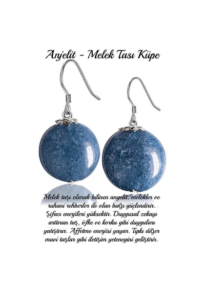 Sertifikalı Anjelit - Angelite Melek Taşı Küpe Çok Renkli