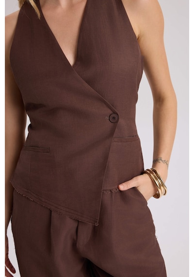 Mai Collection Mai Studios Co. Nagmetah Sırt Pencereli Yelek Pantolon Takım - Kahve Kahve