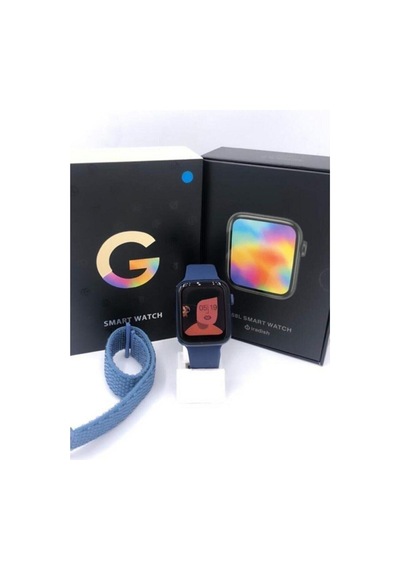 G68l Smart Watch 6s Akıllı Saat Yan Tuşlar Aktif Uygulama Çift Kordon Mavi
