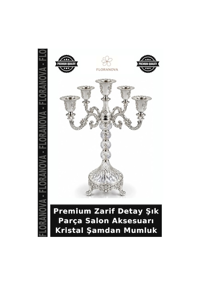 Premium Zarif Detay Şık Parça Salon Aksesuarı Kristal Şamdan Mumluk Çok Renkli