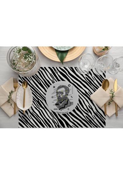 Iconic People Kumaş Amerikan Servis 4'lü Set 35x50cm Keten Kumaş Ulusl.yıkama Ve Solmama Sertifikası Çok Renkli