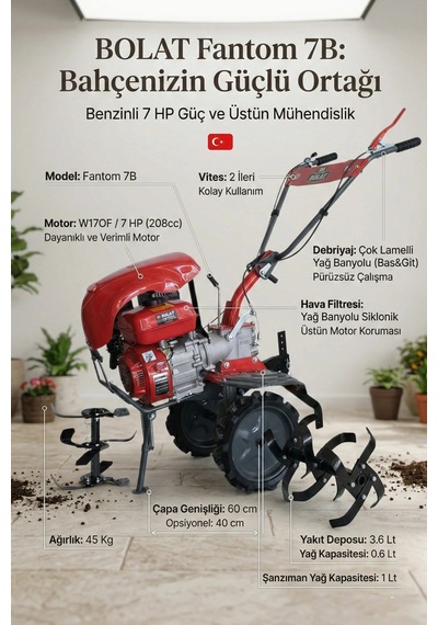 Bolat Fantom 7b Benzinli Çapa Makinesi