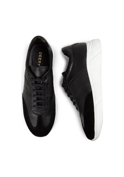 Deery Hakiki Deri Siyah Erkek Sneaker Ayakkabı - 01961Msyhp01 Siyah