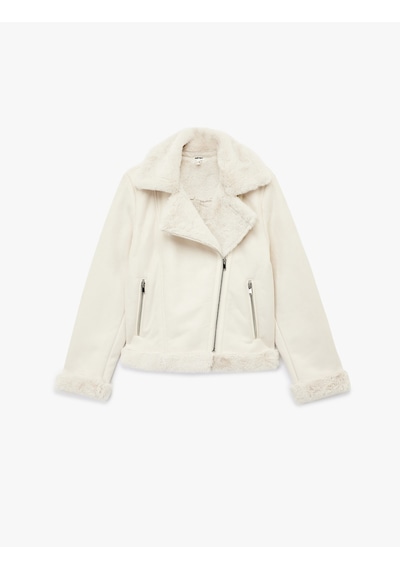 Koton Cepli Fermuarlı Uzun Kollu Peluş Yaka Süet Görünümlü Crop Biker Ceket Ekru 6wak20012ew Ekru Koton Cepli Fermuarlı Uzun Kollu Peluş Yaka Süet Görünümlü Crop Biker Ceket Ekru 6wak20012ew Ekru