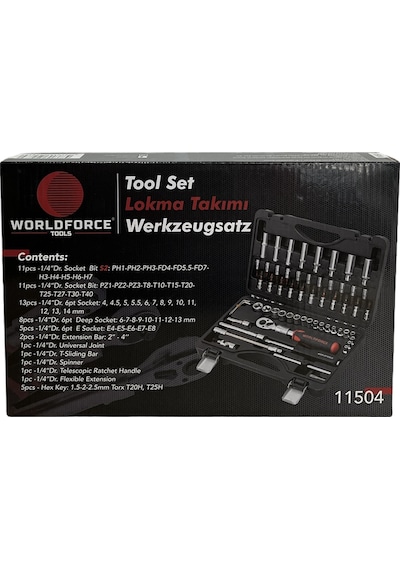 Worldforce 60 Parça S-Ultra 1/4" Uzatmalı Cırcır Lokma Takımı