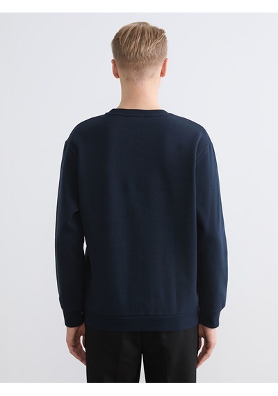 Lcw Vision Lacivert Bisiklet Yaka Baskılı Erkek Sweatshirt