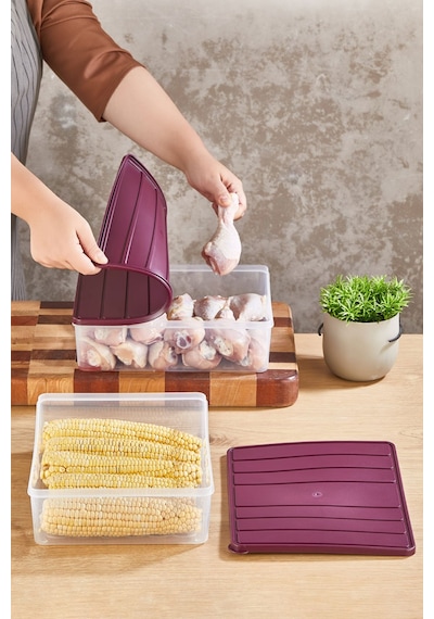 Selka Home 2 Adet 4 Lt. Nora Organizer Buzdolabı Buzluk Düzenleyici Saklama Kabı