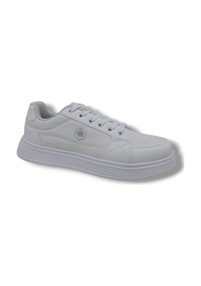 Zerhan Axıon 011 Unisex Beyaz Bağcıklı Şık Keten Spor Ayakkabı Beyaz