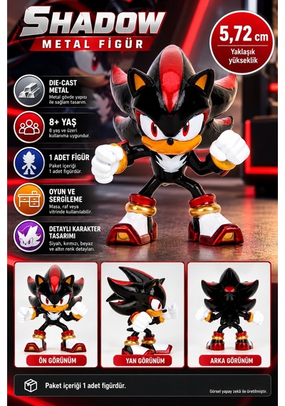 Sonic Shadow Metalfigs Die-cast Metal Figür - 5.72 Cm