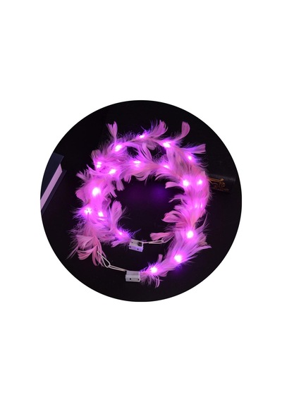 Led Işıklı Rgb 3 Fonksiyonlu Otrişli Parti Tacı Pembe Renk