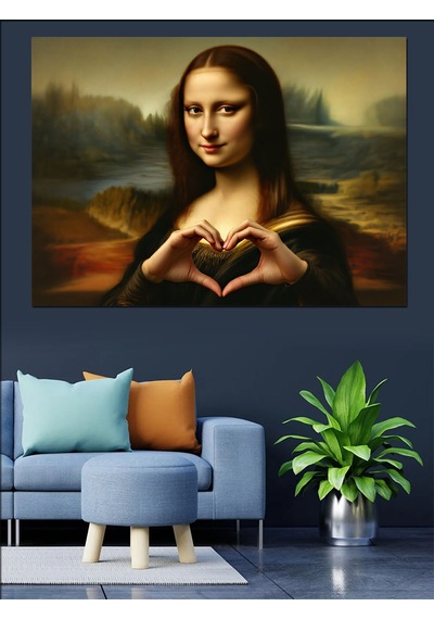 Mona Lisa Kalp Yapan Dekoratif Kanvas - Mdf Ahşap Tablo