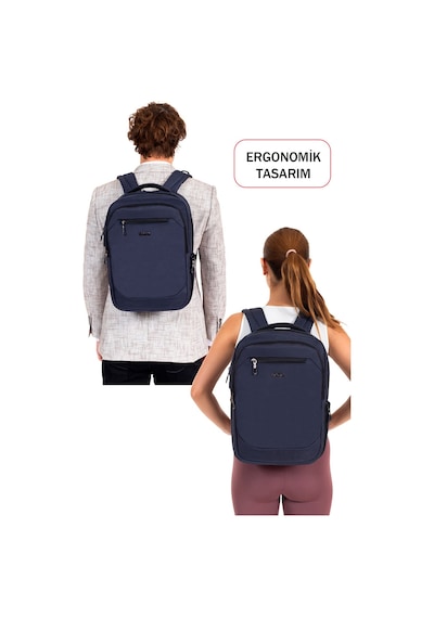 Dada Unisex Lacivert Okul Sırt Çanta Orta Boy Lise Üniversite 13,3-14 inç Usb Type-c Su Geçirmez Oxford Kumaş