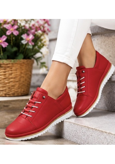 N Napa Shoe Np.571ikırmızı Deri Ayakkabı Kırmızı