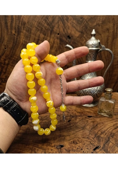 Tesbih Beyrut Damla Küre Kesim Sarı - Beyaz