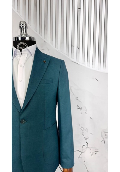 Dupont Classics Dupont Erkek Slim Fit 6 Drop Sivri Yaka Torba Cep Çift Yırtmaç Takım Elbise Turkuaz Dupont Classics Dupont Erkek Slim Fit 6 Drop Sivri Yaka Torba Cep Çift Yırtmaç Takım Elbise Turkuaz