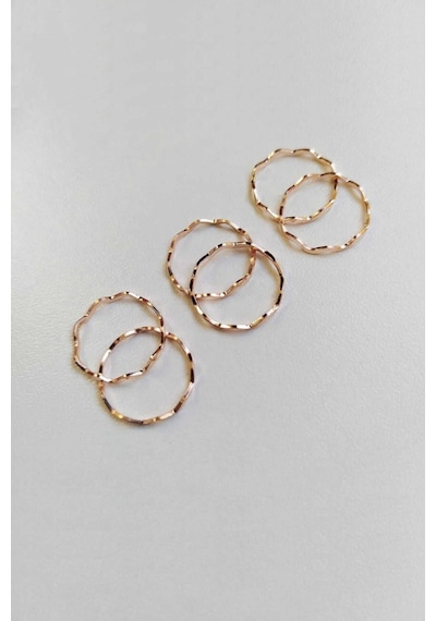 6'lı Set Rose Gold Renk Eklem Yüzüğü Rose Gold