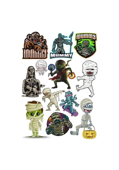 Mumya Sticker Set-2 9 Parça Telefon, Tablet, Defter, Laptop Sticker