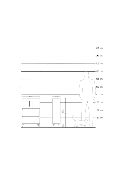 Arges Komodin 2 Raflı 2 Kapaklı 60x30x96 Çam-antrasit Çam