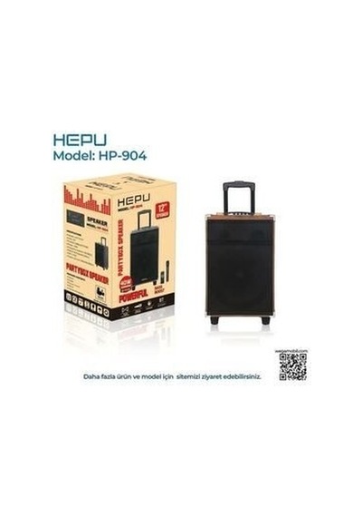 Hepu Hp-904 12'' 30cm Kablosuz 1 El Mikrofon Bluetooth Usb Şarjlı