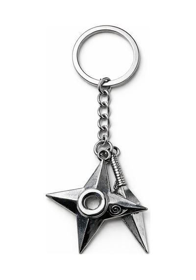 Naruto Şuriken Kunai Desenli Gümüş Renk Anahtarlık Unisex Yetişkin Anime