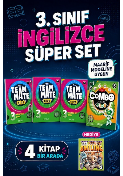 3.sınıf Team Mate Practice Book + Vocabulary Book + Test Book Set + Combo Smılıng Practice Hediyeli