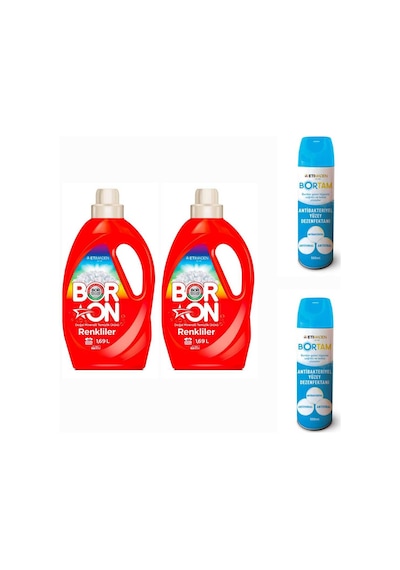 Doğal Sıvı Çamaşır Deterjanı Boron Renkliler İçin 26 2 Yıkama+ Bortam Dezenfektan 500 Ml 2 Adet.