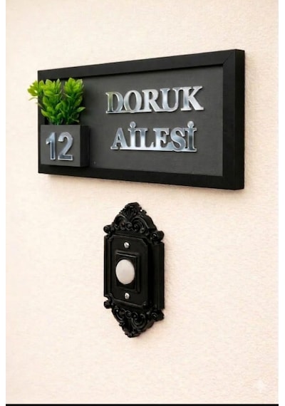 Kişiye Özel Ahşap Kapı İsimliği Çiçekli Silver 10x20 Cm Mdf Dekoratif Kapı Tabelası