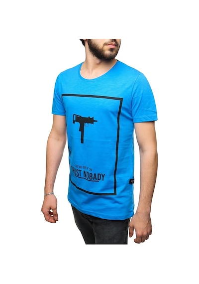 Madmext Uzi Baskılı Mavi Tişört 2533