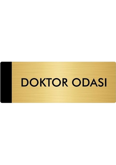 Metal Yönlendirme Levhası, Departman Kapı Isimliği Doktor Odası 5x20 Cm Altın Renk