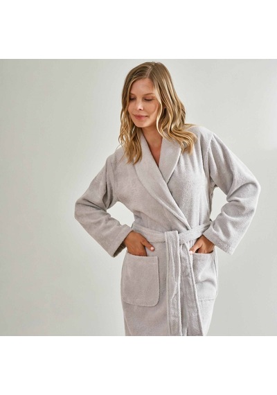 Linens Soft Pamuk Bornoz Gri M Gri