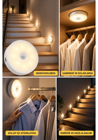 Ct-5180 4000k Sensörlü Kablosuz Led Kabin Ve Dolap İçi Aydınlatma Mıknatıslı, Şarjlı Beyaz