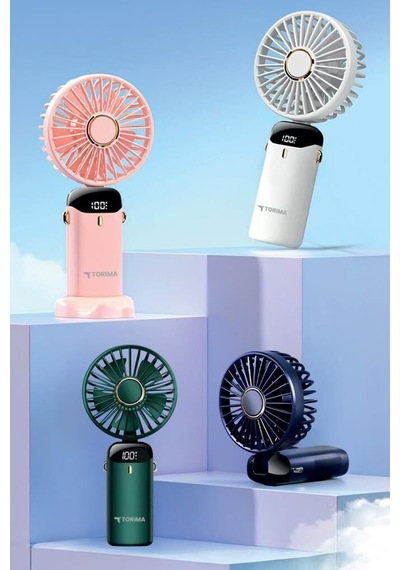 Özel Seri Şarjlı Masaüstü Vantilatör Mini Fan F19 Lacivert Ev Aletleri Ofis Fanı